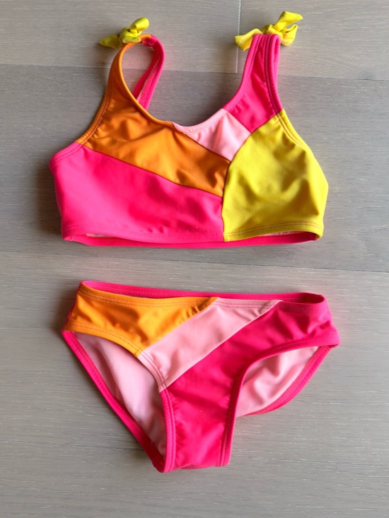 Cat & Jack Other - Cat & Jack Colorblock Girls' Two-Piece Swimsuit - Pink, Yellow & Orange Size 6/7